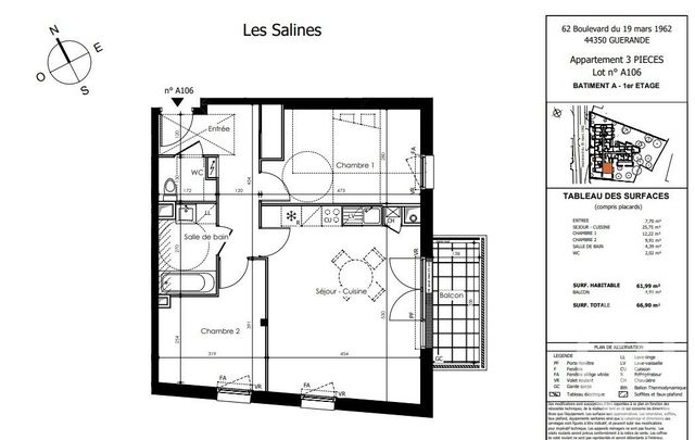 Appartement T2 à vendre - 2 pièces - 39.78 m2 - GUERANDE - 44 - PAYS-DE-LOIRE - Century 21 Les Salines
